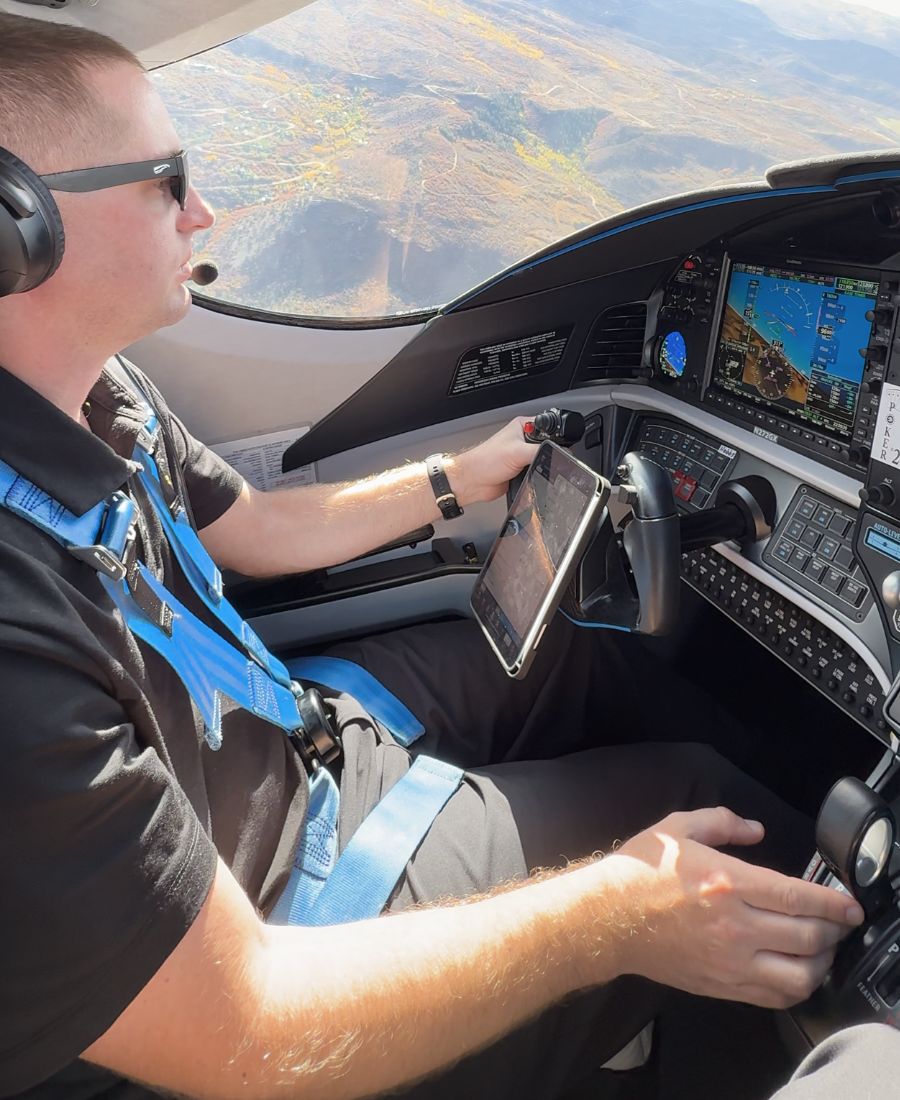 Cole Melby preflighting an aircraft in Reno, Nevada