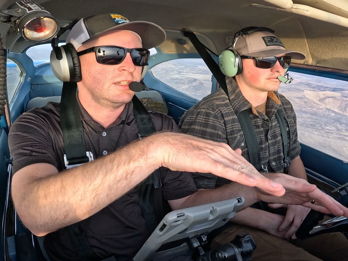 Flight instruction over the Sierra Nevada near Reno, Nevada